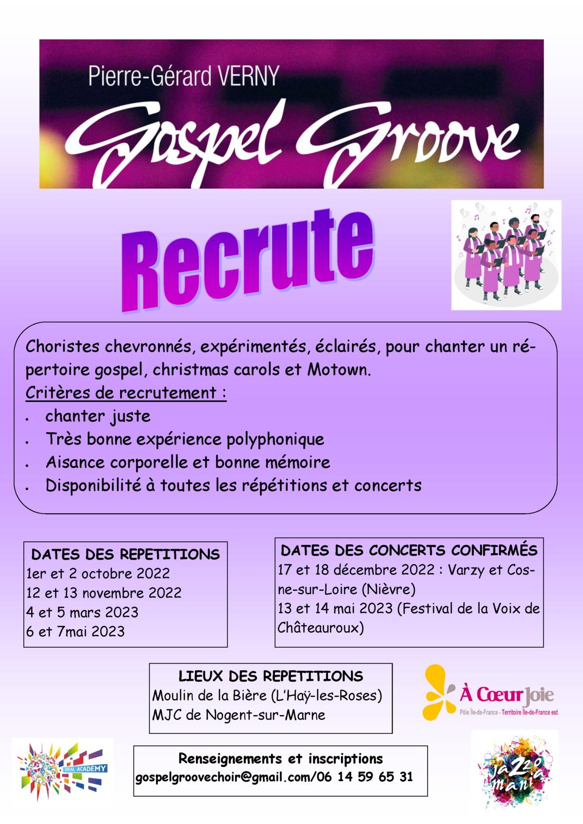 Gospel Groove recrute pour la rentrée 20222023 Maison des